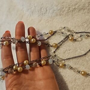 #0017 Triple strand necklace faux? Pearls